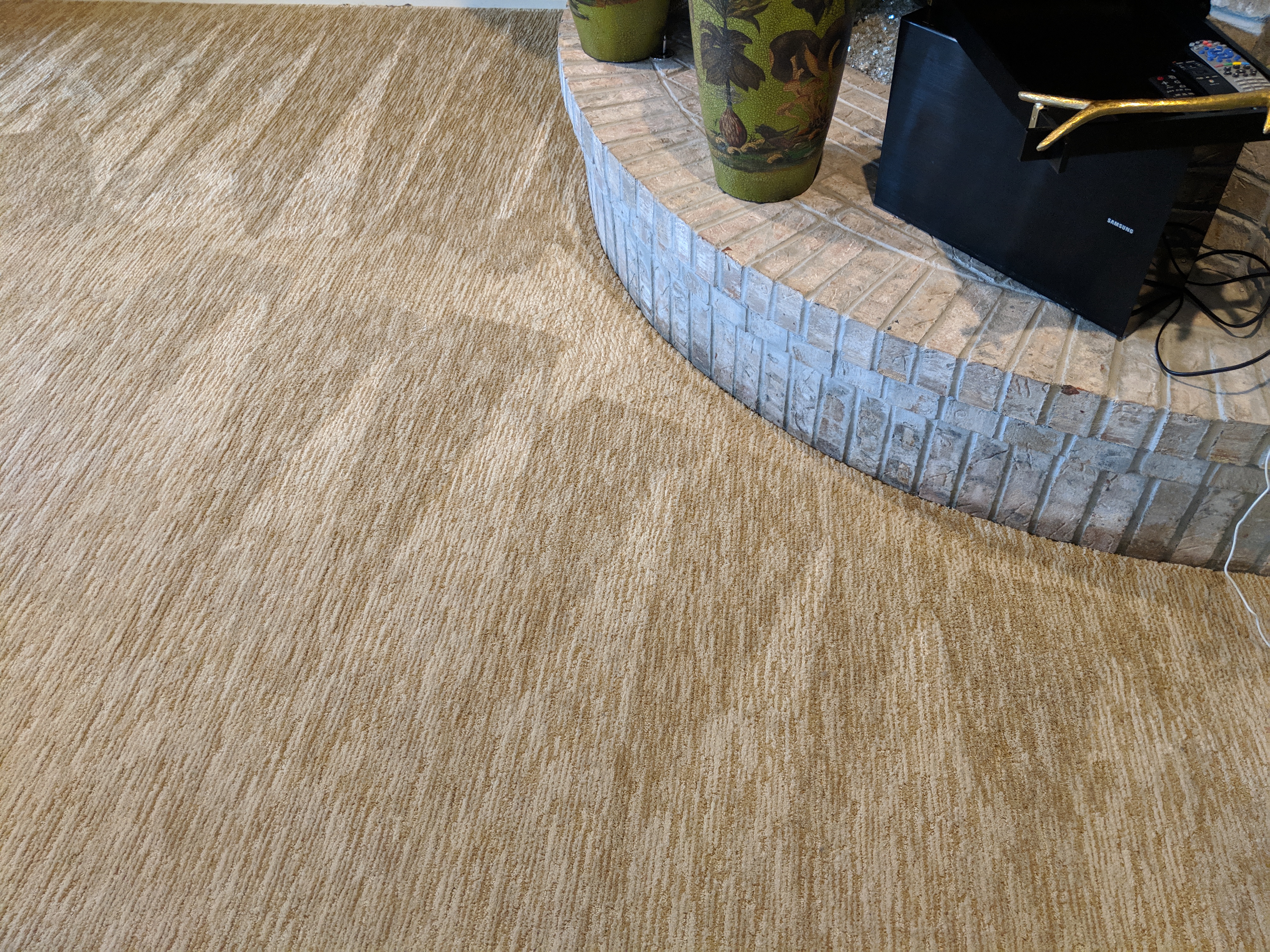 Cleaned patio after pressure washing with bright surface