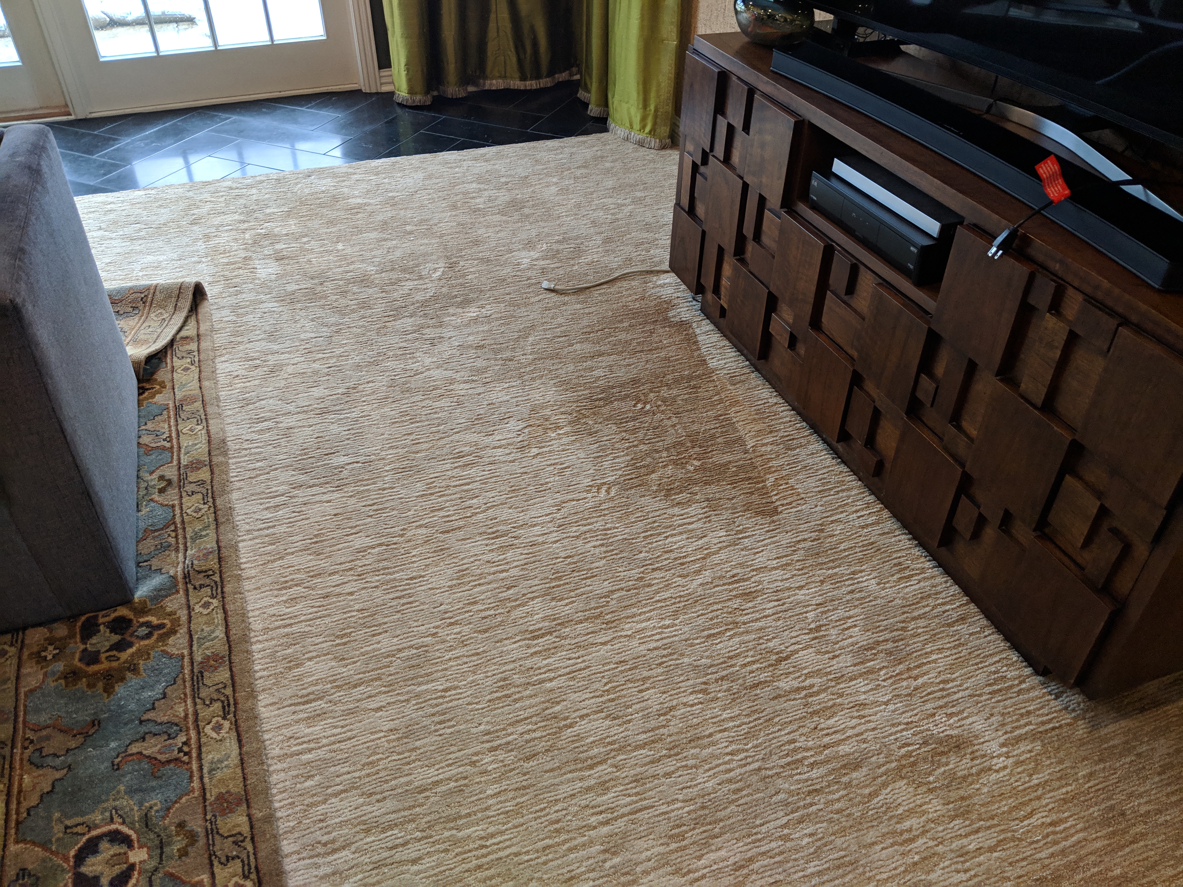 Yard pathway with cellulose browning needing cleaning